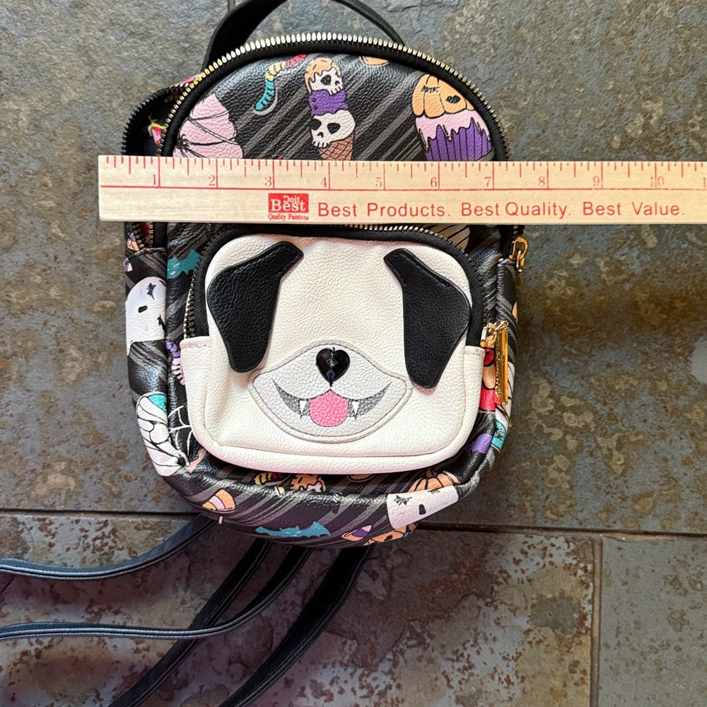 Betsey Johnson dog  Black Floral Print Mini Backpack - Picture 5 of 5